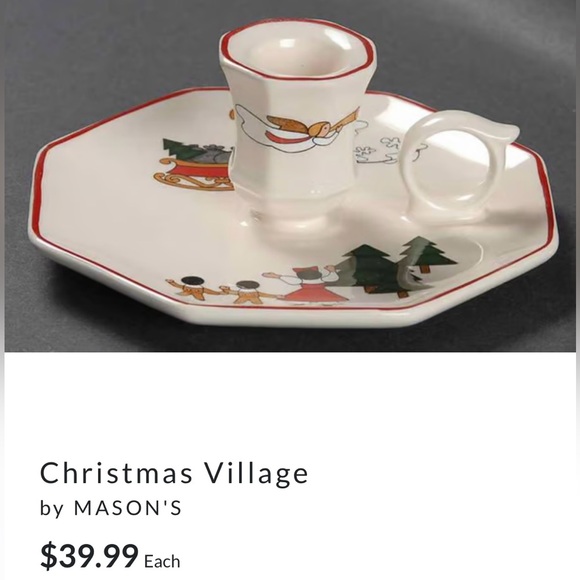 Retired Mason's Ironware "Christmas Village" Candlestick Set. Hard to Find. - Picture 5 of 6